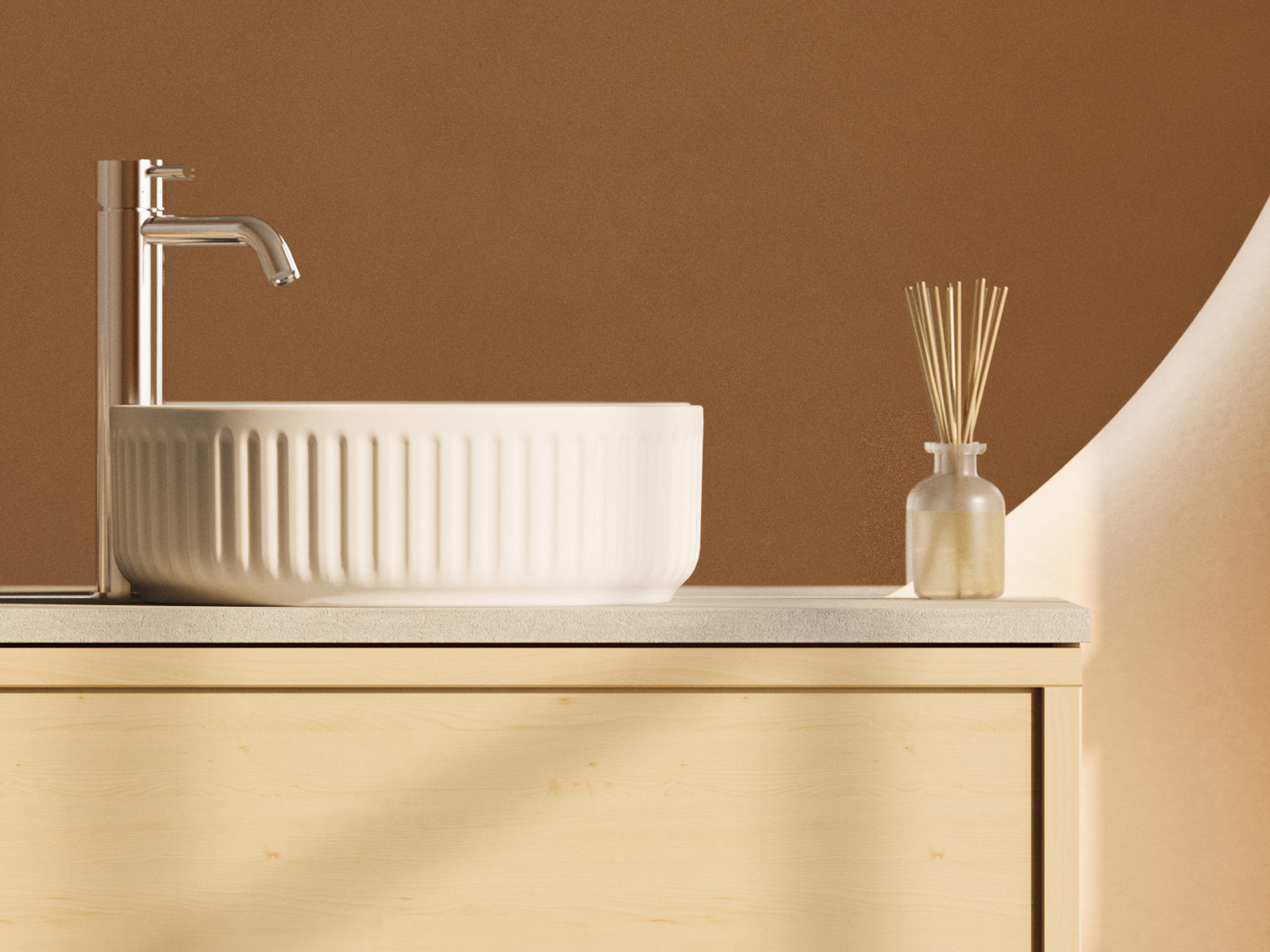 Durable decorative counter top washbasin made of porcelain.