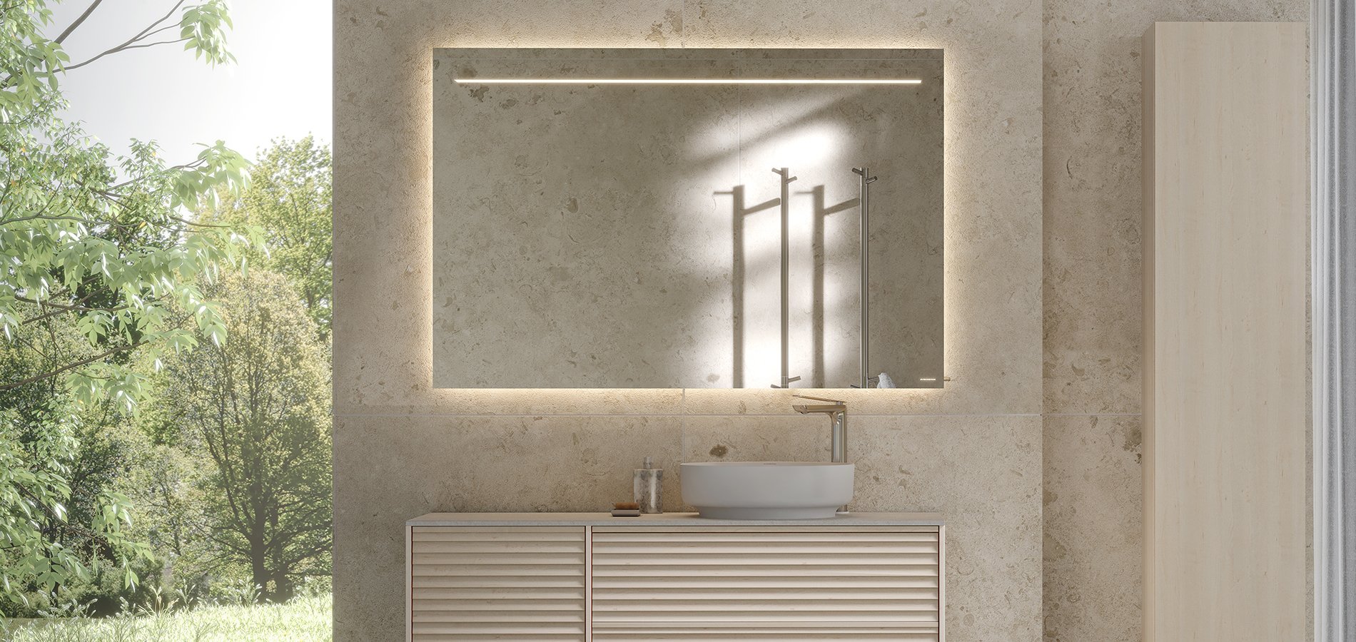 Epos vanity unit in white ash with Jalusi front