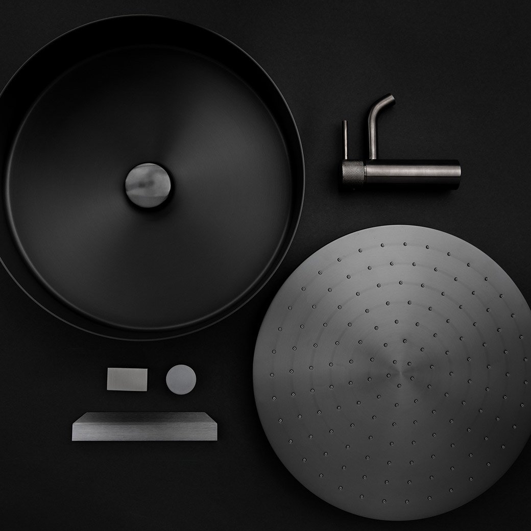 Bathroom interior with pencil black details