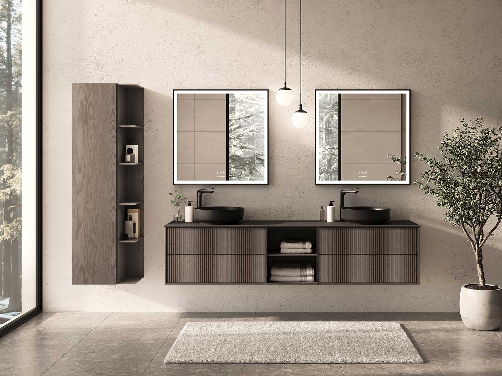Epos bathroom furniture in brown ash