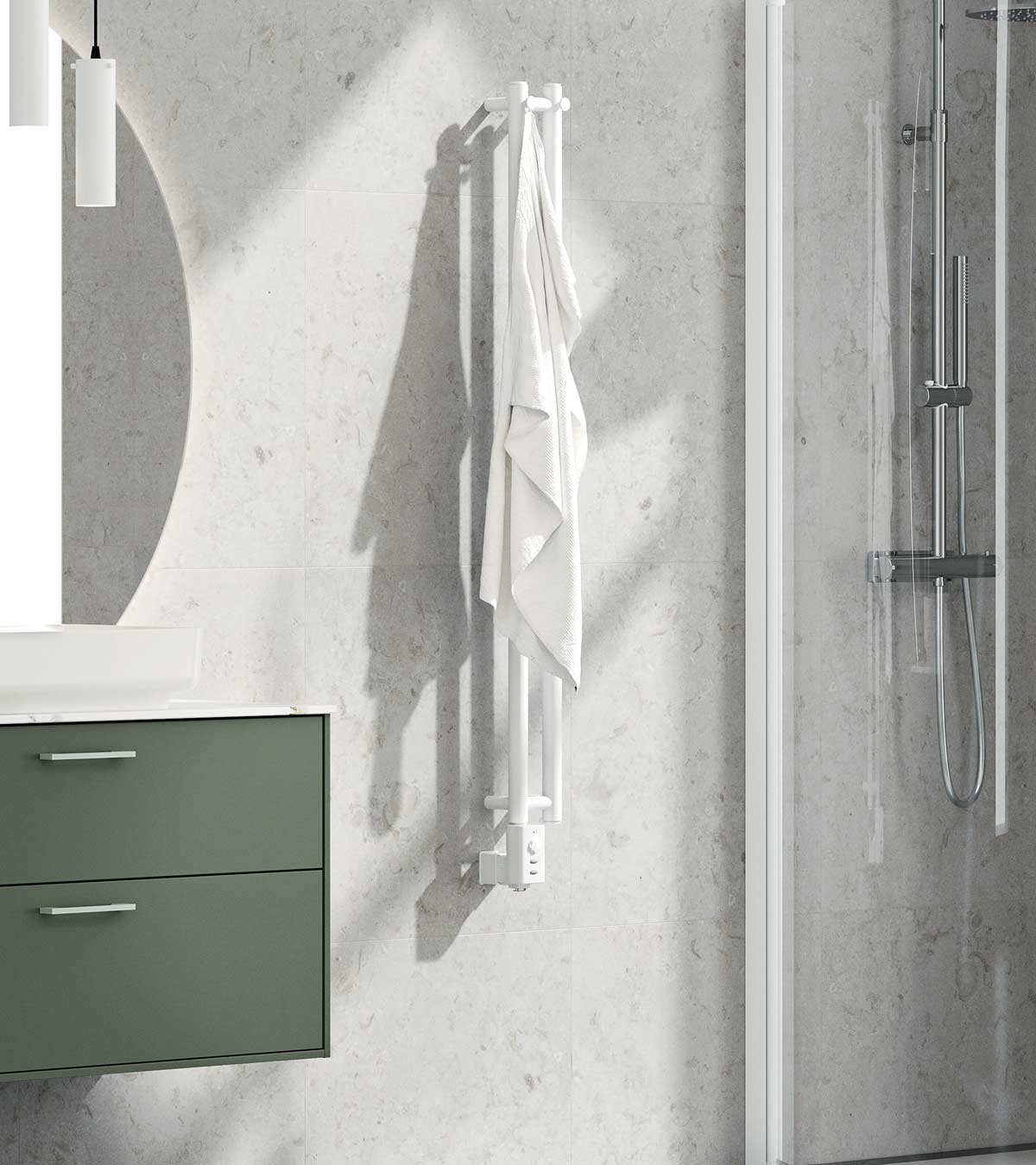 Water-heated towel rails