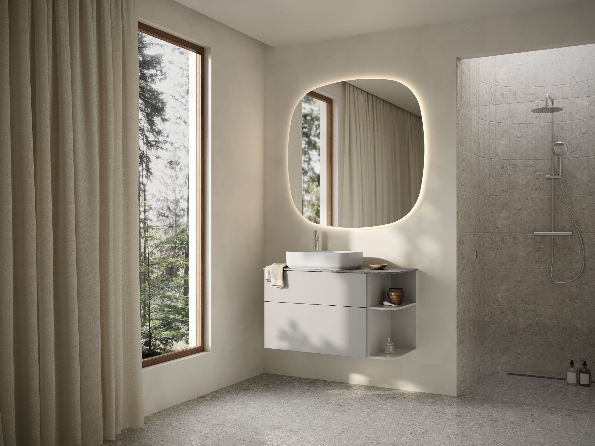 Poem Soft vanity unit in oat