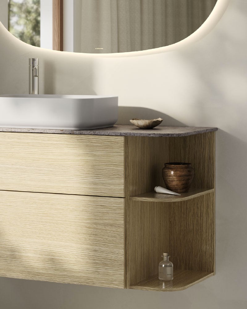 Poem Soft vanity unit in pure oak