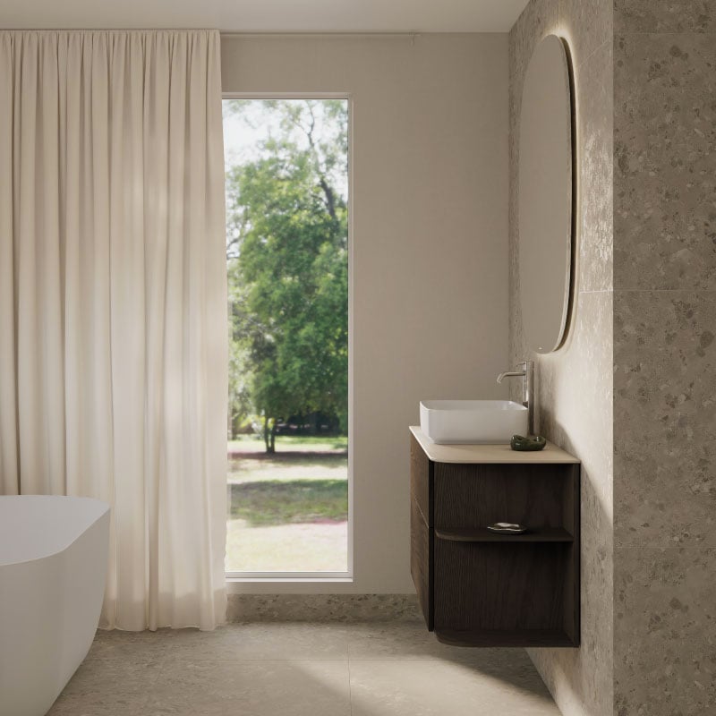 Poem vanity unit in brown ash