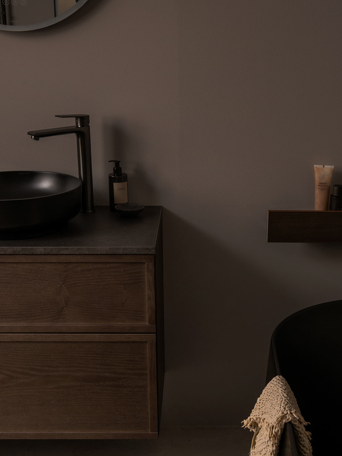 Poem bathroom furniture in brown ash