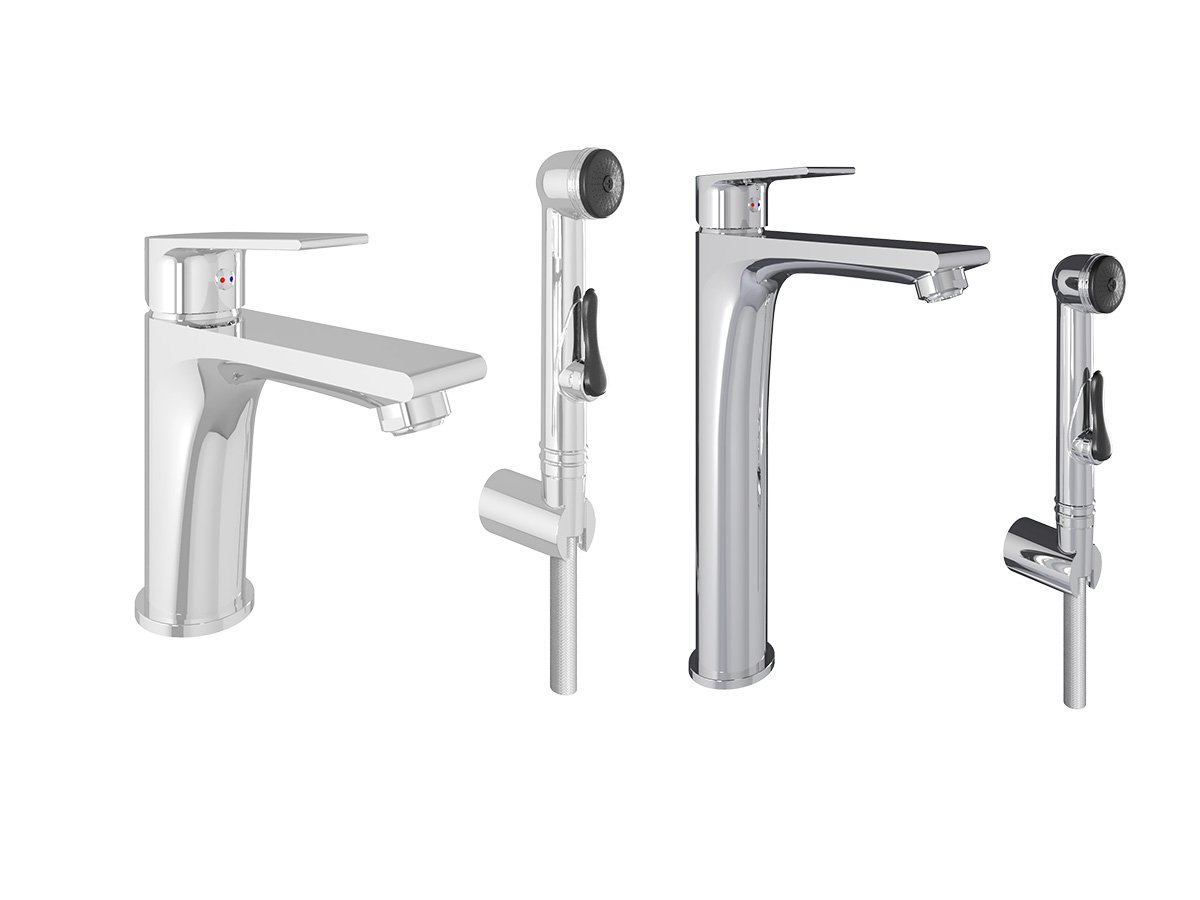 Halde washbasin mixer with hand-helded shower