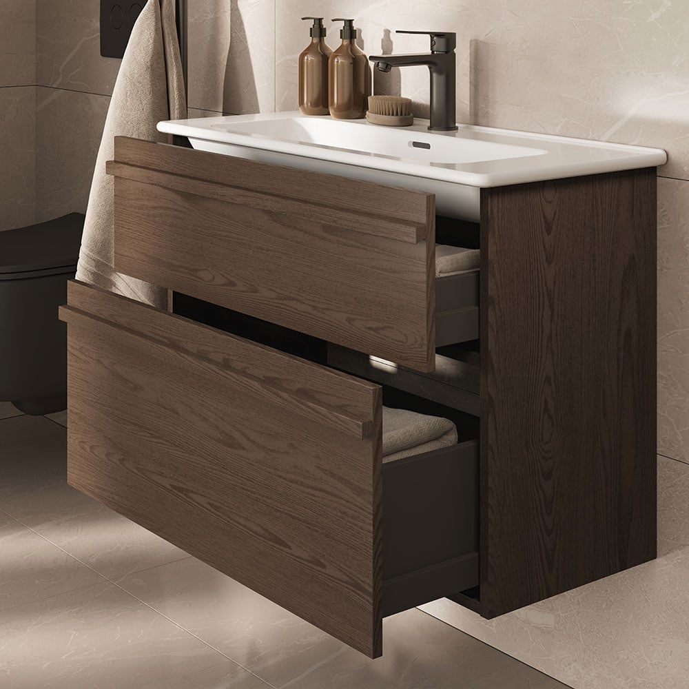 Poem bathroom furniture in brown ash