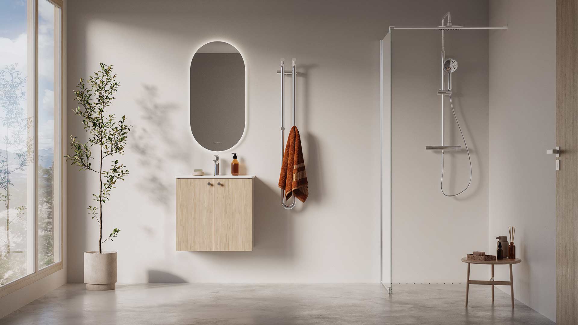 Poem vanity unit and Skoga shower