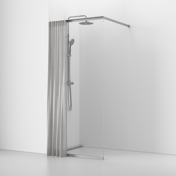 Langfoss shower screen with curtain 200