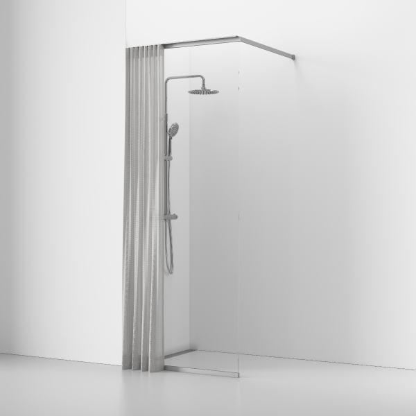 Langfoss shower screen with curtain 230
