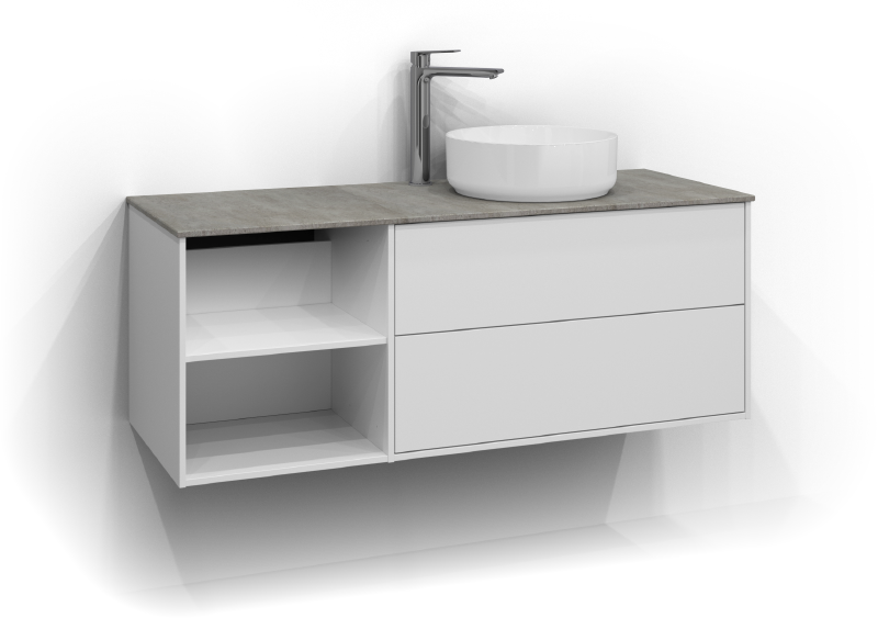 Epos vanity unit 120x45 with sit-on basin