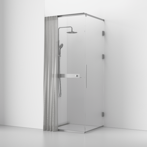 Langfoss Corner shower 230 with shelf and curtain