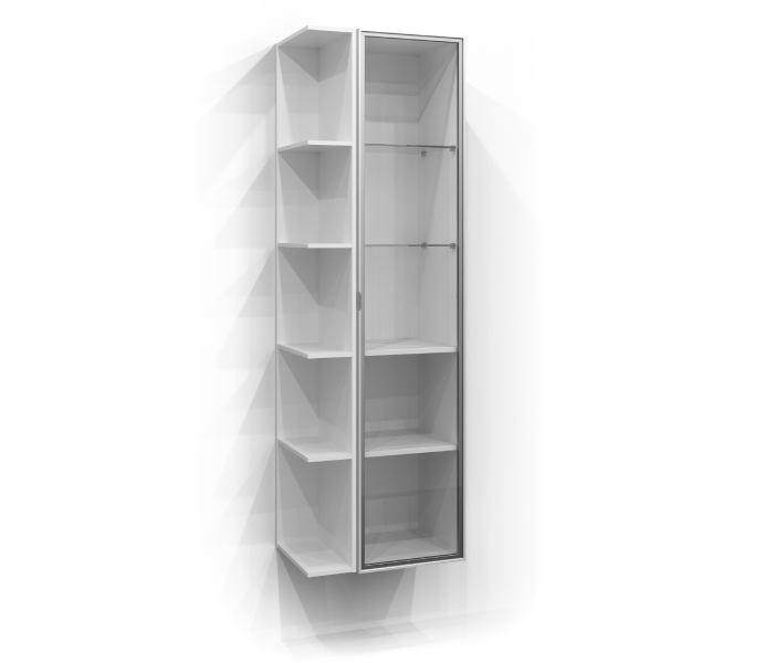 Tall cabinet 160x35 glass cabinet with open storage