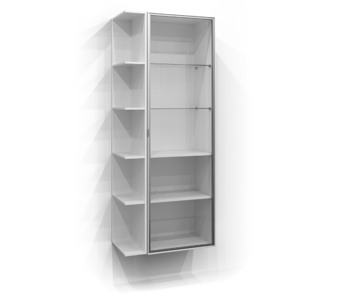 Tall cabinet 160x50 glass cabinet with open storage