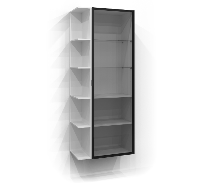 Tall cabinet 160x50 glass cabinet with open storage