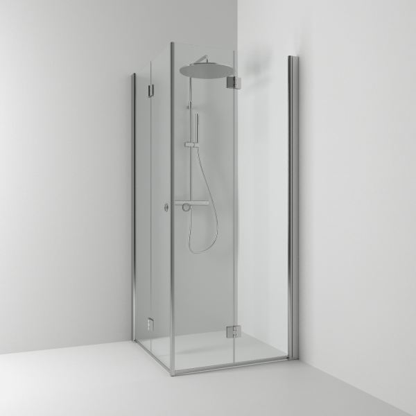 Skoga corner shower with folding screen