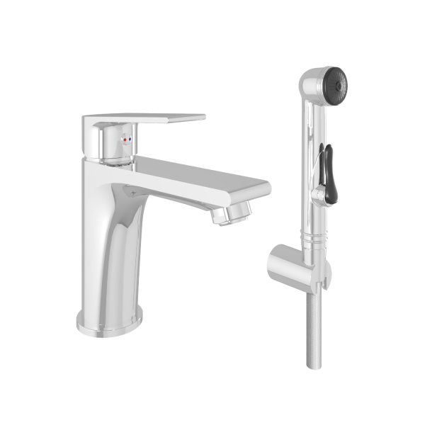 Halde washbasin mixer with hand shower