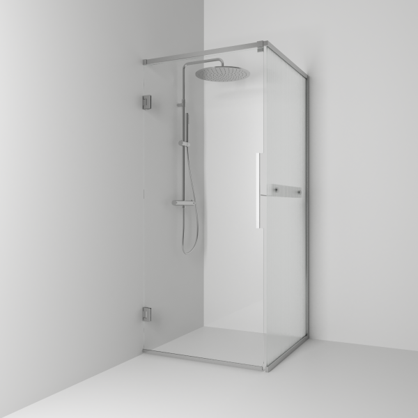 Langfoss corner shower 200 med line glass and shelf