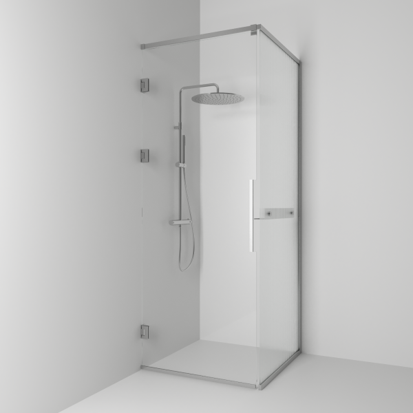 Langfoss corner shower 230 med line glass and shelf