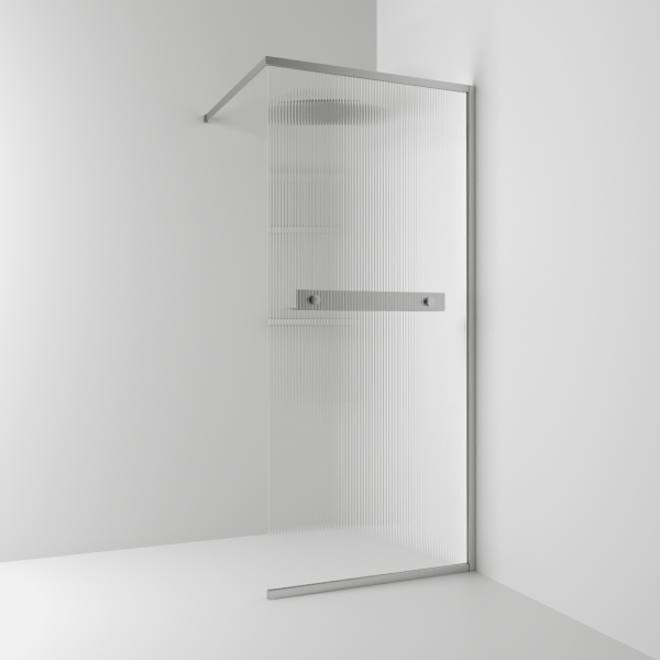 Langfoss shower screen 200 med line glass and shelf