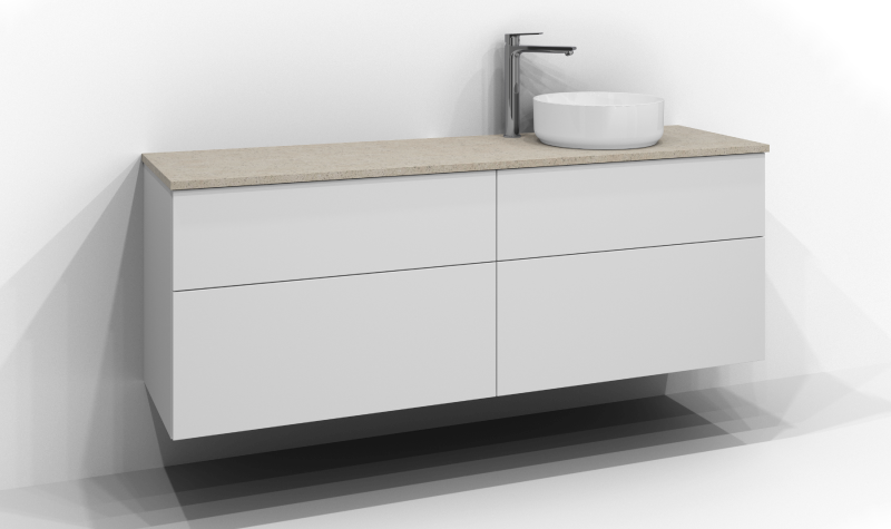 Poem vanity unit 160x45 with 4 drawers and sit-on basin