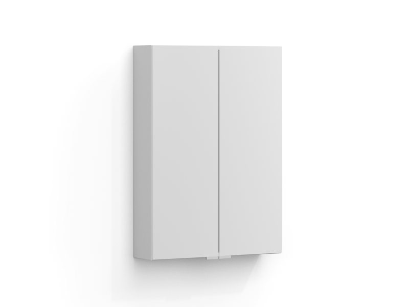 Intro mirror cabinet 50 cm in matt white with two mirror doors, without lighting.